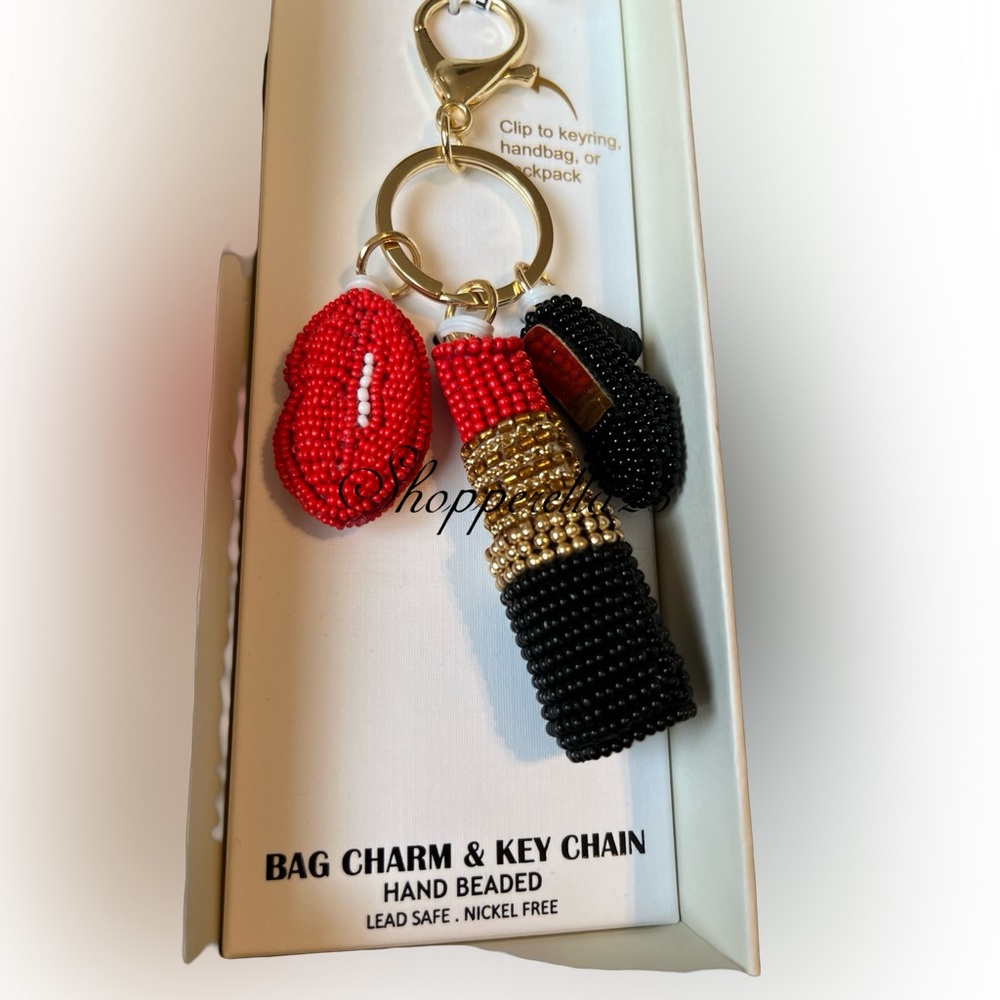 Haute Hippie Beaded Lipstick Bag Charm - 💄💄Red Lipstick and heels key chain
